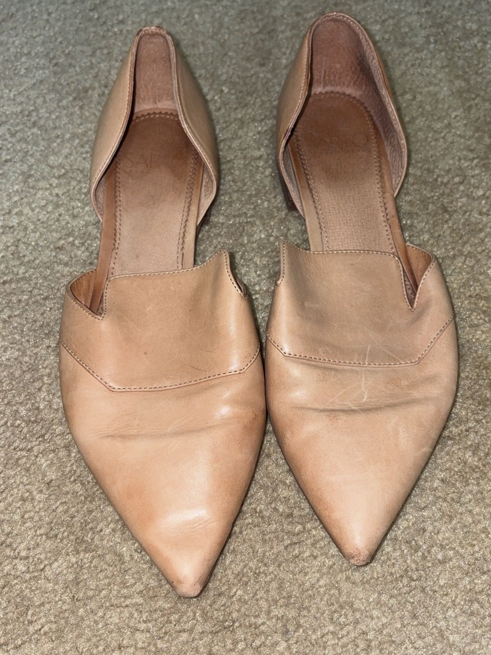 Franco Sarto Pointed D'Orsay Flats in Tan